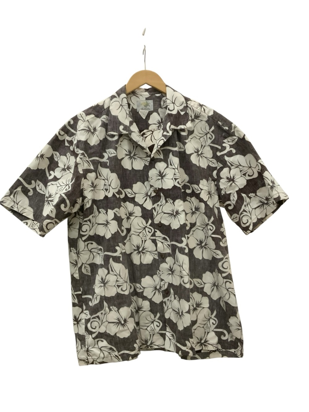 HO aloha Men's Black Floral Short Sleeve Button-Down Shirt XL